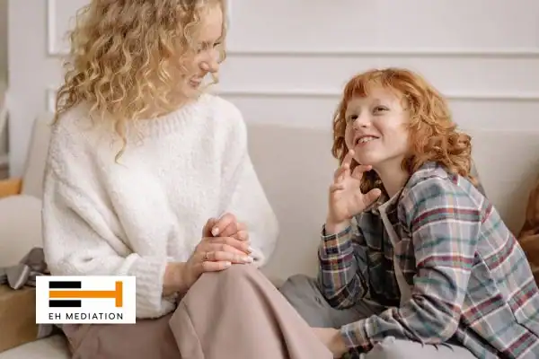 Happy mother and child after sorting child arrangements mediation Tunbridge Wells