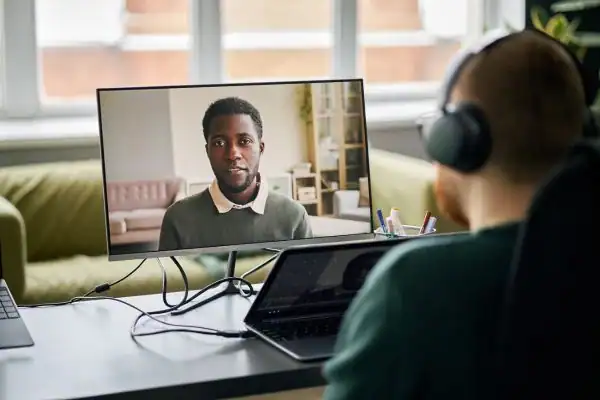 Man attending online mediation Tunbridge Wells MIAMS session